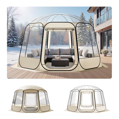 VEVOR Pop up Sports Tent, 8 Sizes Optional Clear Bubble Tent for 1-6 Person, Waterproof Outdoor Pod with Floor Mat & Top Cover, Garden Igloo Dome Tents Camping Shelter for Sports Watching - color: Clear, size: 12'L x 11.1'W x 7.2'H