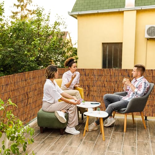KOIUEYW Bamboo Reed Fencing, Decorative Bamboo Curtains for Patio, Light Russet Privacy Fence Reed Screens Outdoor for Patio Garden Balcony Privacy Screen, 5 x 5 FT - color: Light Russet, size: 5 x 5 FT