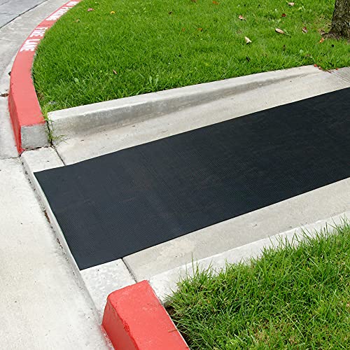 Rubber-Cal Ramp Cleat Non-Slip Outdoor Rubber Mats - 1/8" Thick x 3ft x 1ft Floor Mat - size: 12"L x 36"W x 0.1"Th