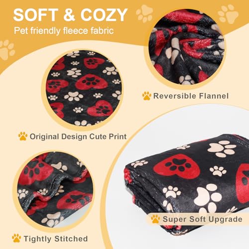 Premium Soft Dog Blanket Washable,43"x30" Cat Blanket for Indoor Cats Large Medium Small Dog Gifts Puppy Essentials (Red/Black) - color: Black/Red-1, size: 41x31Inch