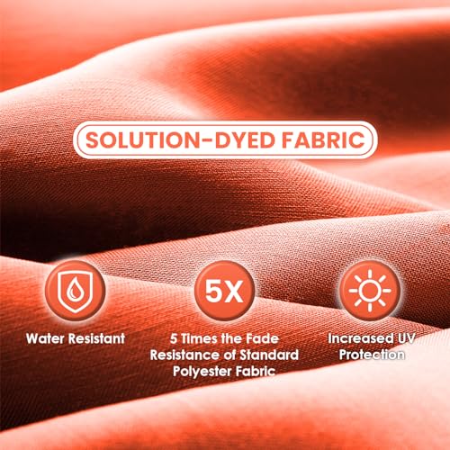 Sun-Ray 9' Round Patio Umbrella with Push-Button Tilt and Hand Crank Lift System, Market Umbrella for Porch, Deck, and Patio - color: Orange
