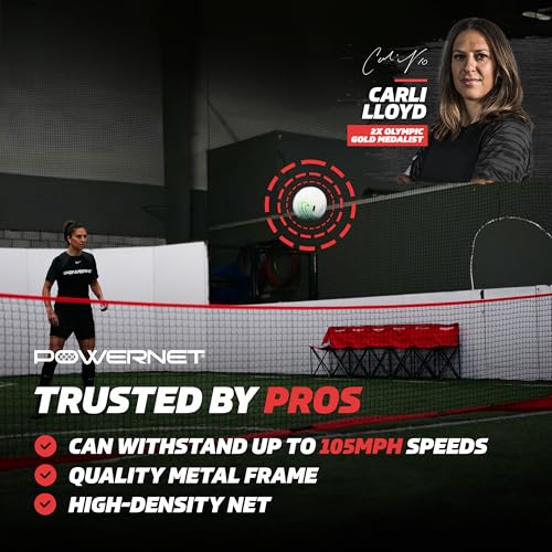 PowerNet Soccer Tennis Net, Portable Instant, Indoor Outdoor, Metal Collapsible Base Weighted, Durable Vertical Bow Posts, Quick Setup Easy Folding Storage, 1 Net + 1 Carrying Bag - size: 12 ft x 3 ft