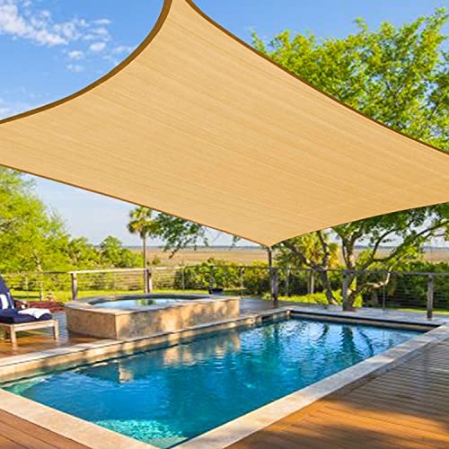 Amagenix Sun Shade Sail Rectangle 10'X16' Sand UV Block Breathable Canopy for Patio Garden Backyard Deck Outdoor, Custom