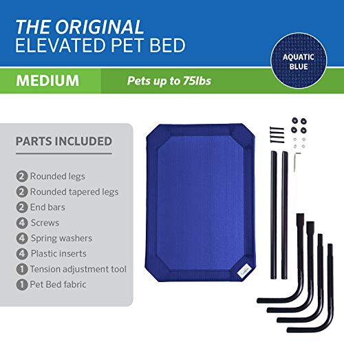 Coolaroo Original Elevated Dog Bed - Breathable Off-The-Ground Pet Bed with Cooling Fabric, Joint Relief & Moisture-Resistant Fabric, 100% Recyclable, Easy Clean, Aquatic Blue, Medium - color: Aquatic Blue, style: Medium Dog Bed
