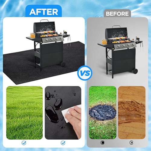 Large 76x52 inches Under Grill Mat for Outdoor Grill,Double-Sided Fireproof Grill Pad for Fire Pit,Indoor Fireplace Mat Fire Pit Mat,Oil-Proof Waterproof BBQ Protector for Deck and Patio - size: 76x52in(0.6mm)