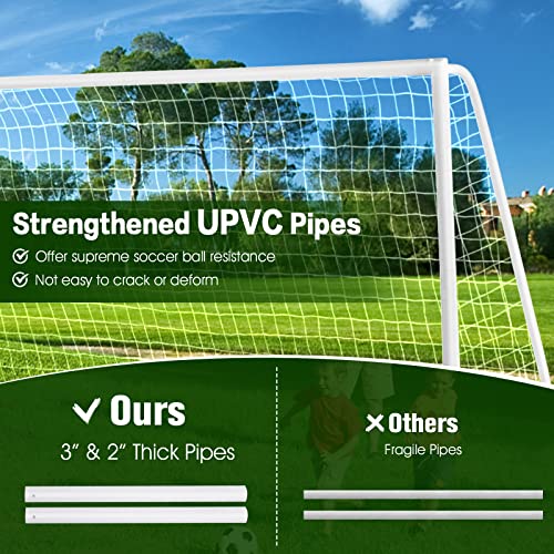 Goplus Soccer Goal, 12'x6'/8'x6'/6'x4' Soccer Net with Strong UPVC Frame, Quick Set-up, High-Strength Netting, Portable Weatherproof Soccer Goals for Backyard Kids Soccer Practice Training - style: 12ftx6ft