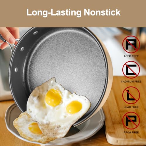 Odoland 15pcs Camping Cookware Mess Kit, Non-Stick Lightweight Pot Pan Kettle Set with Stainless Steel Cups Plates Forks Knives Spoons for Camping, Backpacking, Outdoor Cooking and Picnic - style: Khaki