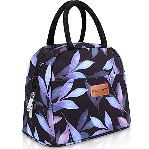 BALORAY Lunch Bag for Women Men Insulated Lunch Box for Adult Reusable Lunch Tote Bag for Work, Picnic or Travel (Blue Leaves) - color: Blue Leaves, size: M