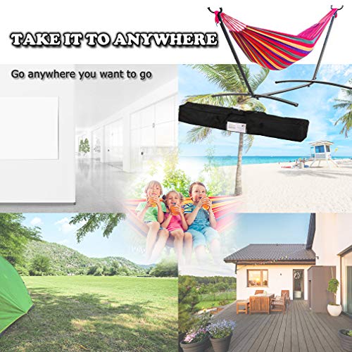 Double Hammock Stands Portable Hammock Stand Heavy Duty Steel Stand for Outdoor Patio or Indoor (Red) - color: Red