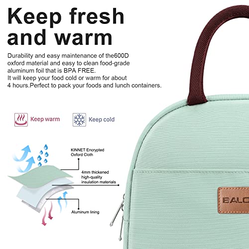 BALORAY Lunch Bag for Women Men Insulated Lunch Box for Adult Reusable Lunch Tote Bag for Work, Picnic or Travel (Mint Green) - color: Mint Green, size: M