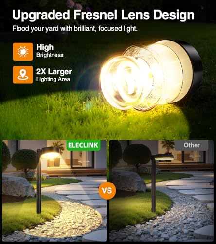 ELECLINK Solar Pathway Lights Outdoor, 12 Pack Waterproof Path Light with Bigger LED Lens, Brighter Up to 12 Hrs Outdoor Solar Light for Walkway Driveway Yard Garden Patio Garden