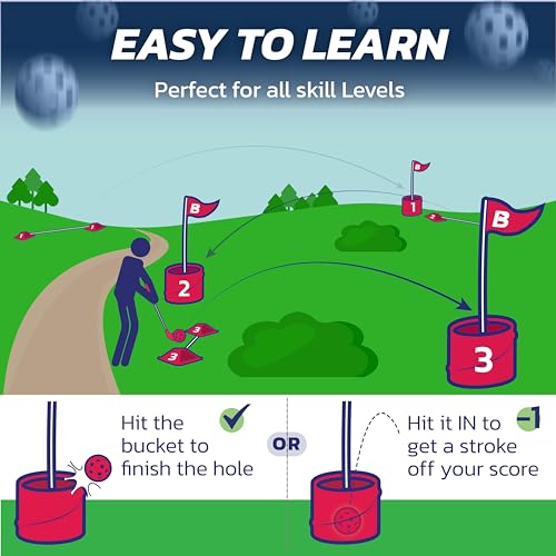 bucketgolf Game The Original Ultimate Backyard Lawn Golf Game for Family, Adults and Kids - Portable 6 Hole Golf Course Play Outdoor, Lawn, Park, Beach, Yard. - size: Without Clubs