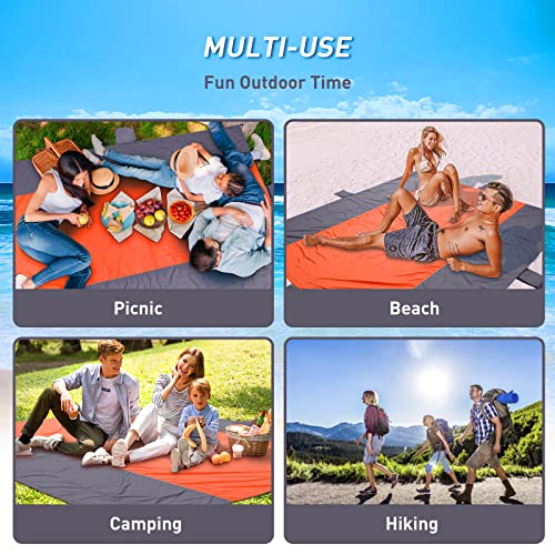 Beach Blanket Waterproof Sandproof Beach Mat 10 x 9ft Extra Large Quick Drying Oversized Lightweight Sand Free Outdoor 120"×108" Picnic Blanket for Vacation Camping Hiking - color: Dark Grey