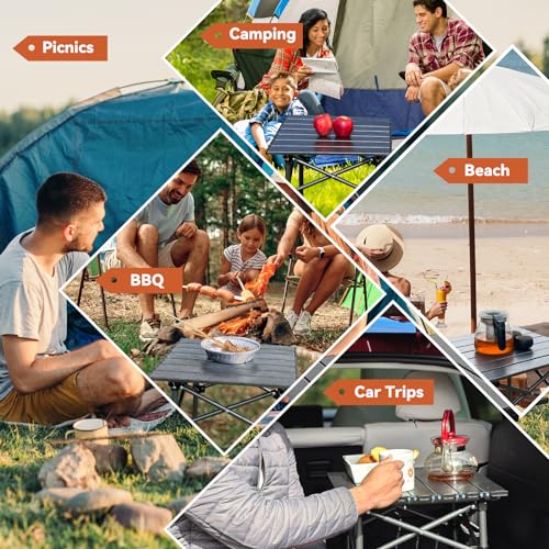 Opliy Portable Folding Camping Table for 2-4 Persons Aluminum Collapsible Table Lightweight with Carry Bag for Camping, Hiking, Picnics, BBQ, Beach Trips & Tailgating - size: L (20.8 Inch)