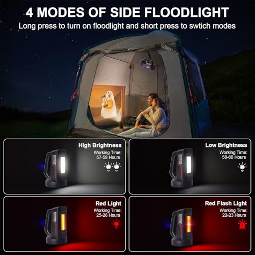 Rechargeable LED Spotlight Flashlight, Portable Camping Lantern 4800mAh, 7 Light Modes &Waterproof, Super Bright Handheld Spotlight for Hurricane Emergency, Outages, Camping, Hiking - color: Black