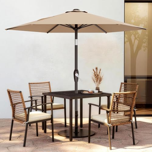 AreShark 7.5FT Patio Umbrella Table Market Umbrella with 6 Sturdy Ribs, Button Tilt/Crank, Heavy-Duty Outdoor Umbrellas for Pool, Deck, Garden and Backyard, Beige - color: Beige, size: 7.5FT