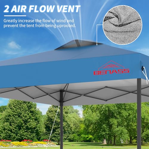 10x10 Pop Up Canopy, Easy Up Canopy Tent, Heavy Duty Tents for Parties, One Person Set Up Event Tent, Light Blue - color: Light Blue, size: 10x10