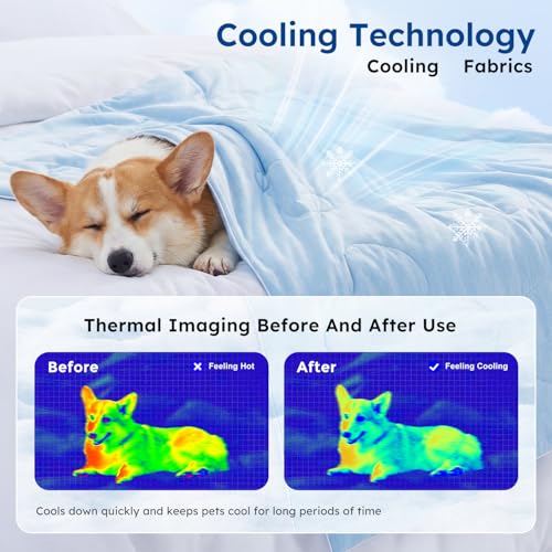 ZOMISIA Cooling Blanket for Large Dogs - High Cold Washable Pet Blanket, Travel Soft Dog Summer Essentials, Blue, 40"x50" - color: Blue, size: L(40x50")