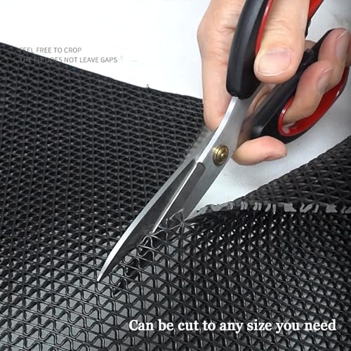 Drainage Non Slip Mats 3'x16.4' Heavy Duty Commercial Floor Mat Mesh Hollow Door Mat Roll for Swimming Pool Bathroom Kitchen Garage Indoor Outdoor Wet Area (Black, 0.9×5M/3×16.4FT) - color: Black, size: 35.4" x 196.8"