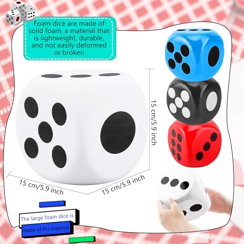 2 Pieces 6 Inches Large Foam Dice Set Giant Foam Dice Soft Dot Dice Toy for Family Educational Toys Parent Child Board Games Nights Casino Themed Party Decoration (Color Set 1) - color: Color Set 1