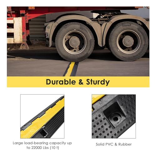 Yescom Cable Ramp Protector 1 Channel Garden Hose Protecitive 22000 Lbs Load Capacity Heavy Duty Speed Bump for Road Driveway Walkway - size: 2.4"h - 1 Channel