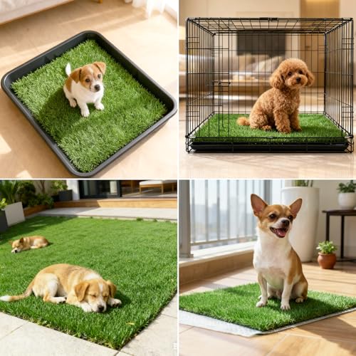 Washable Artificial Grass Pads for Dogs, 2-Pack 14x18 in Reusable Turf Mats, Realistic Grass for Indoor Puppy Potty Training. - size: 2pcs | 14x18