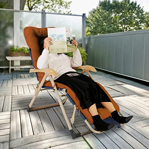 Moclever 67x22x3in Zero Gravity Chair Cushion, Thick Padded Recliner Cushion with 6 Ties, Soft Lounge Chair Pad for Indoor Outdoor Rocking Chair, Sofa, Swing Bench - Coffee