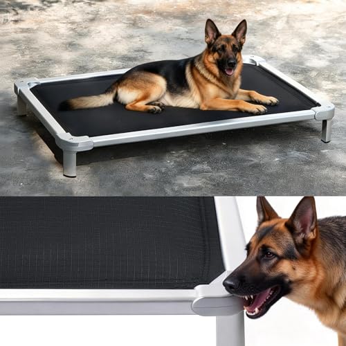 Senneny Chew Proof Elevated Dog Bed Large Sized Dog, Raised Cot for Indoor Outdoor Camping, Heavy-Duty Chew Resistant Hidden Fabric Indestructible Dog Bed, L, 50" L x 33" W x 8" H - size: L - 50"L x 33"W x 8"H