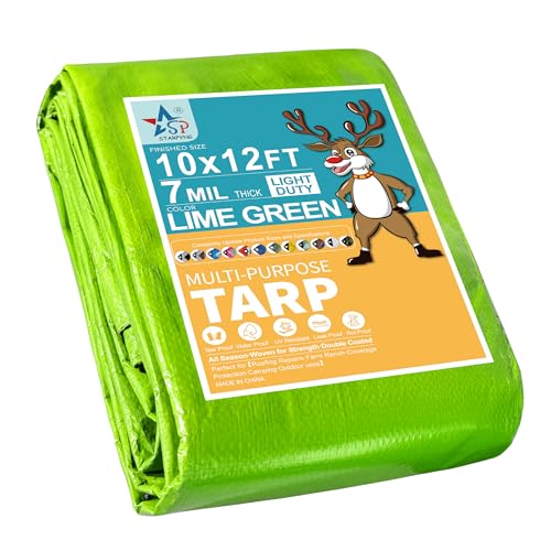 7 Mil Lime Green 10x12 Feet Tarp -Multifuctional Poly Tarp - Cover,Waterproof, UV Resistant, Weather Resistant - color: Lime, size: 10x12FT