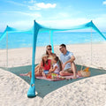 Beach Tent - 10 x 10 FT Beach Canopy, Outdoor Shade Canopy for Camping, Portable Beach Tent Sun Shelter UPF50 with 4 Sandbags, Anti-Wind Ropes, Ground Pegs and Stability Poles, Light Blue - style: 10*10 FT 4 Pole-Light Blue