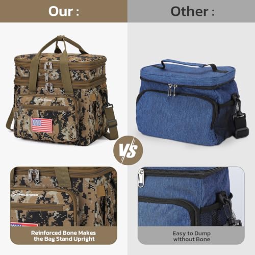 Maelstrom Lunch Box, 23L Insulated Lunch Bag, Expandable Double Deck Cooler Bag, Lightweight Leakproof Tote Bag With Side Tissue Pocket, Suit For Men and Women (I Camouflage with DIY Hook-and-Loop) - color: I Camouflage with DIY Hook-and-Loop