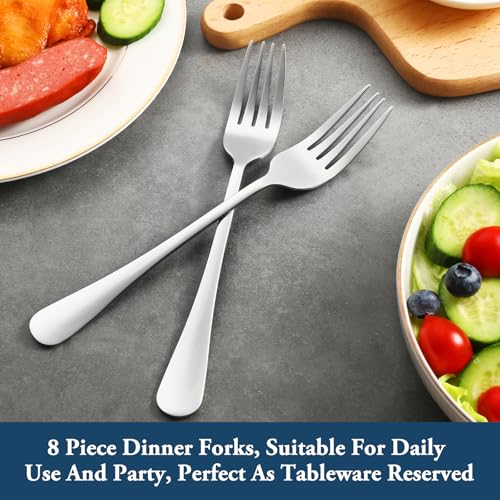 8 Pieces Dinner Forks Set, Food-Grade Stainless Steel Forks, Silverware Forks for Home, Kitchen or Restaurant, Mirror Polished, Dishwasher Safe - 8 Inch - size: 8pcs-Silver