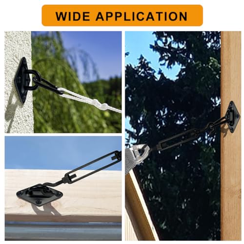 Shade Sail Hardware Kit 6 Inch - 304 Stainless Steel Sun Shade Hardware for Triangle/Rectangle Outdoor Sun Shade Sail, Black, 80 Pcs - size: M6-80pcs