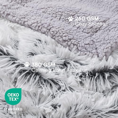Luciphia Large Waterproof Dog Blanket for Pet Washable Liquid Proof Bed Intimacy Protection Shaggy Plush Calming Long Faux Fur Couch Cover Calming Cat Throw Blankets, Mist Grey, 60" x 80" - color: Mist Grey, size: 60"x80"