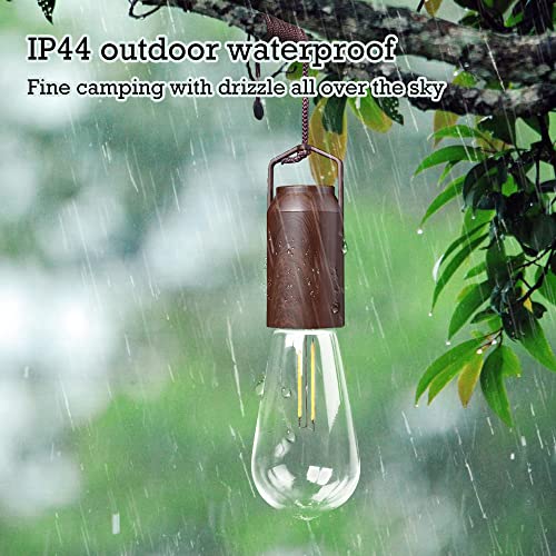 2 Pack Rechargeable Warm Tent Hanging Light Bulb,Portable Outdoor Vintage LED Camping Light,Pendant Hurricane Emergency Lighting Lantern for Hiking Backpacking Fishing Outage Power Failure - size: 2 PACKS lithium battery