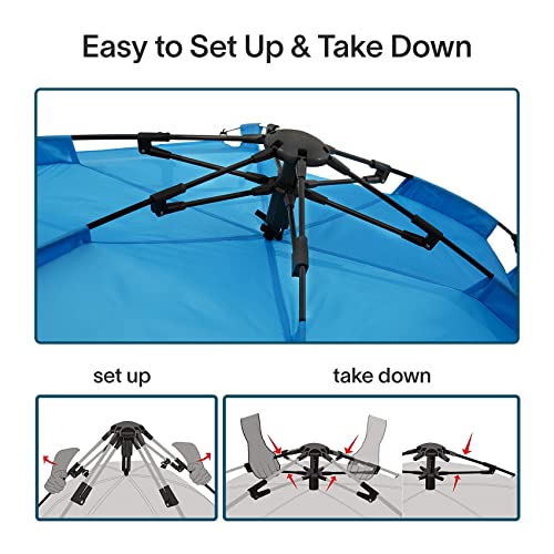 LEEDOR® Beach Tent Sun Shelter Instant Beach Umbrella with UPF 50+ UV Portable Windproof Pop Up Shade for 3 to 4 Person for Family Patent Pending