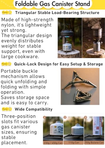 CAMPINGMOON XD-2F Canister Top Stove Portable Compact Foldable w/igniter w/Gas Fuel Can Stabilizer XD-2F/Z41