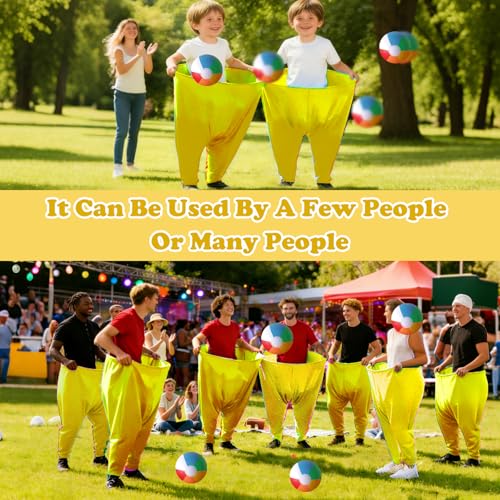Granny Pants Yard Game Set Giant Outdoor Party Activity for Kids and Adults, Big Pants Ball Catching Set with 4 Balloons and Pump, Funny Lawn Activity, Ring Toss Games (Yellow) - color: Yellow