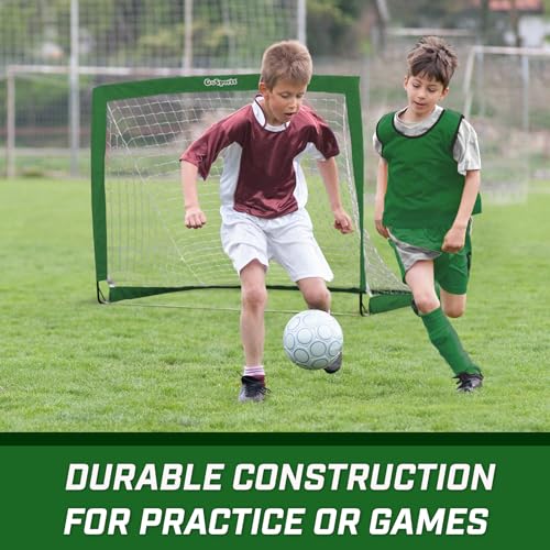 GoSports Portable Soccer Goals for Kids - 13 Color Options - Choose 4 x 3 ft or 6 x 4 ft - Team Tone Pop Up Nets for Backyard - color: Dark Green, style: 4 ft x 3 ft