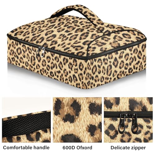 Casserole Carriers for Hot or Cold Food Reusable Casserole Dish Carrier Insulated Thermal Large Capacity Durable Perfect for Party Camping Family Gatherings Yellow Fish - color: Classical Leopard Print