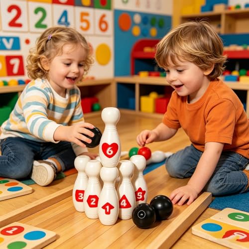 Kids Bowling Set - Outdoor Activity Gear, Vibrant Excitement Station, Reliable Administrative Utility Station, Performance Wrap Tool | for Professional Daily Game Requirement Needs Party Task - color: White