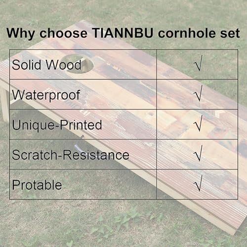 Solid Wood Premium Corn Hole Outdoor Game Set, 2 Regulation and Waterproof Cornhole Game Boards, with 8 Toss Bags, Perfect for Outdoor Indoor - style: Unique Printed