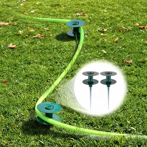 FONTOI 10 Inch Hose Guide Stakes, Durable Rust Free Zink Hose Guides for Garden, Heavy Duty Dark Green Spin Top, Garden Hose Guide Stakes Metal for Plant Protection Greenhouse, Patio Lawn, 2PCS - color: ‎Dark Green D