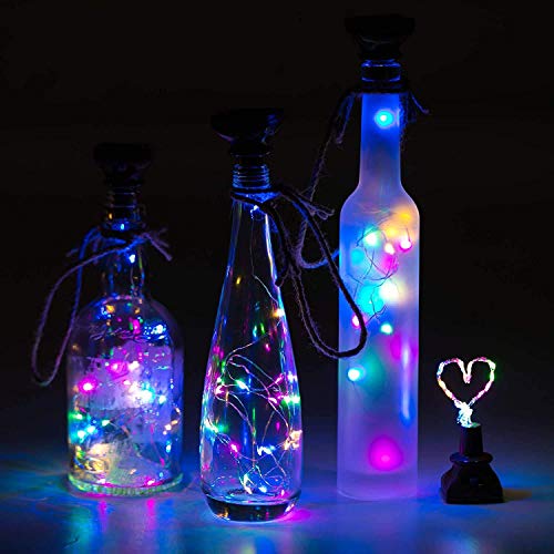 YJFWAL Upgraded 12 Pack Solar Wine Bottle Lights, 20 LEDs Waterproof Copper Light, Bottle Light Fairy Cork String Lights for Yard Patio Decor, DIY Birthday Gift for Mom Grandma Girlfriend(3 Colors) - color: 3 Colors (Square Shaped), size: 12 Pack