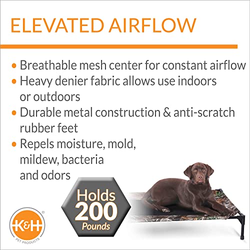 K&H Pet Products Outdoor Elevated Dog Cot, Breathable Cooling Elevated Cot Hammock Pet Bed for Large Dogs, Washable Mesh Cover, Raised Metal Frame, Collapsible, Portable - Large 42 X 30in Camo - color: Camo/Black Mesh, size: Large 42"L x 30"W