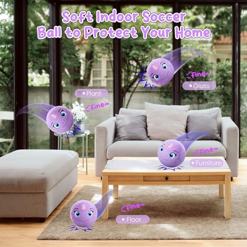 VangeBow Silent Indoor Soccer Balls for Toddlers 1-3, Inflatable Soft Plush Baby Toddler Soccer Ball Toys Gifts for Kid 3-5 Year Old Girl Boy First Birthday Gift (Unicorn, Pump Include) - style: Unicorn