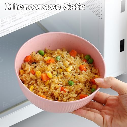 Unbreakable Wheat Straw Cereal Bowls Set of 6, 24 OZ Microwave and Dishwasher Safe Lightweight Soup and Salad Bowl Sets, Reusable Dessert Bowls for Rice, Pasta, Snack, Fruit, BPA Free (6 Colors) - color: 6 Colors