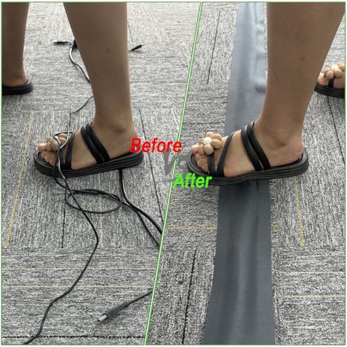 Floor Cable Covers - 20ft Oxford Fabric Cord Protector with Adhesive Hook & Loop,Waterproof Wire Storage Sleeve for Any Floor Surface,Durable Cable Management to Prevent Tripping Hazards (Gray, 20ft) - color: Gray, size: 20ft