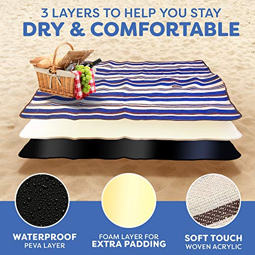 scuddles Extra Large Picnic Blanket – 60" x 60" Waterproof Outdoor Mat with Soft Dual-Layer Comfort, Foldable Travel Rug for Beach, Camping, Lawn, Parks & Family Picnics - color: Tan
