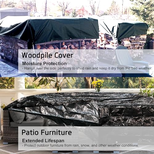 UCINNOVATE Black Tarp Waterproof 16 Mil Taprs Heavy Duty, 6.2x9.8 ft Waterproof Poly Tarp Cover with Grommets, UV Resistant Plastic Tarp for Emergency Rain Patio Furniture Woodpile Camping Pool Tent - size: 6.5x10 Ft 16mil Thick